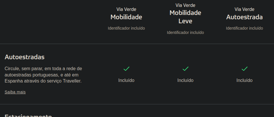 matriz de comparação de planos